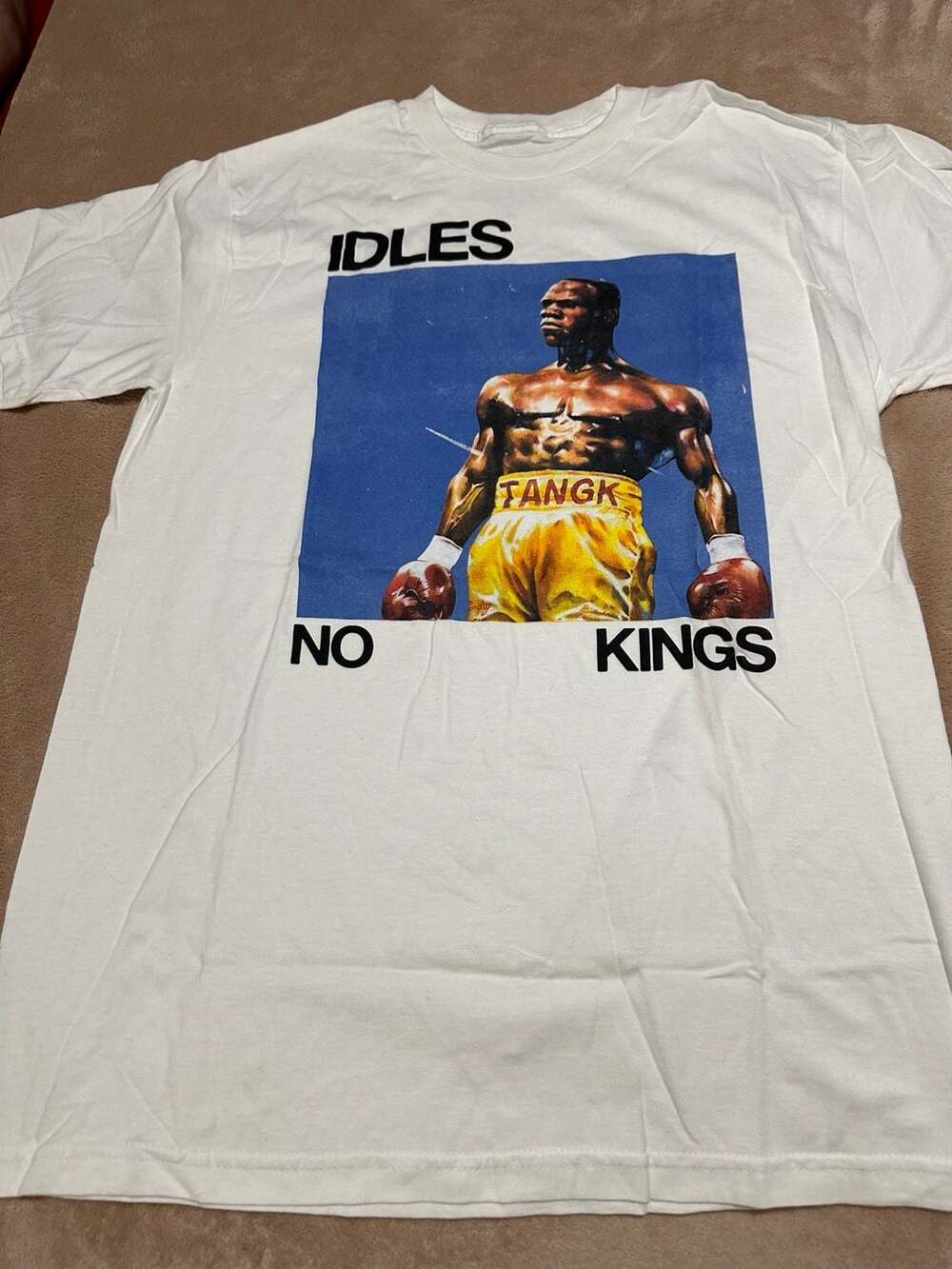 IDLES TANGK Official 'No Kings' Boxing Graphic T-Shirt - White Size Medium